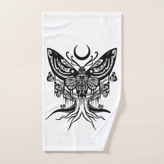 Mystieke Moth & Crescent Moon Badhanddoek Set Bad Handdoek (Handdoek)