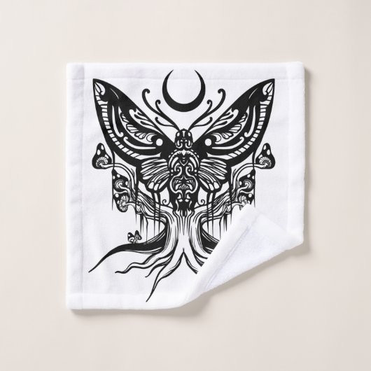 Mystieke Moth & Crescent Moon Badhanddoek Set Bad Handdoek (Wasdoekje)