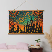 Mystieke Nacht Kasteel Silhouet Hangend Wandkleed (Slaapkamer)
