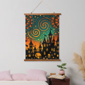 Mystieke Nacht Kasteel Silhouet Hangend Wandkleed (Slaapkamer)