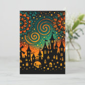 Mystieke Nacht Kasteel Silhouet Kaart (Staand voorkant)