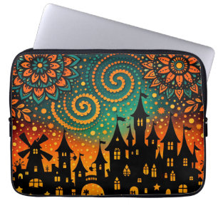 Mystieke Nacht Kasteel Silhouet Laptop Sleeve