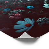 Mystieke Nacht Tuin Bloemen Poster (Hoek)