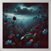 Mystieke Nacht Tuin Bloemen Poster (Voorkant)