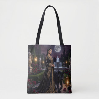 Mystieke Nacht Tuin Vrouw & Panter Boodschappentas Tote Bag