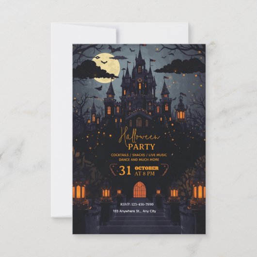 Mystieke nachtthema Halloween-feestuitnodiging  Kaart (Voorkant)
