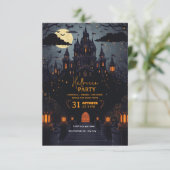 Mystieke nachtthema Halloween-feestuitnodiging  Kaart (Staand voorkant)