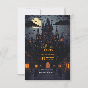 Mystieke nachtthema Halloween-feestuitnodiging  Kaart
