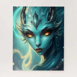 Mystieke Neon Afgrond Sirene met Gloeiende Amber O Legpuzzel