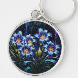 Mystieke neon lelies botanische natuur planten sleutelhanger