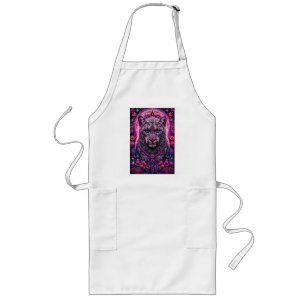Mystieke Neon Panter Bloemrijke Mandala Lang Schort