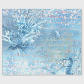 Mystieke oceaan droomt zeepaardkorvis blauwgroen b cadeaupapier (Vlak)