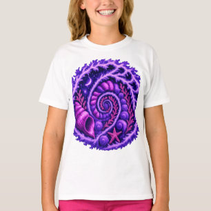 Mystieke Oceaan Spiraalstelsel Schelp Kunst Paar T-shirt