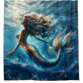 Mystieke oceaan zeemeermin sirene's kleurrijke sta douchegordijn