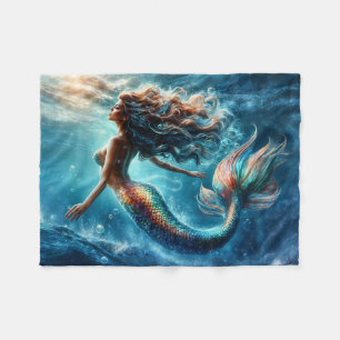 Mystieke oceaan zeemeermin sirene's kleurrijke sta fleece deken