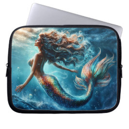 Mystieke oceaan zeemeermin sirene's kleurrijke sta laptop sleeve