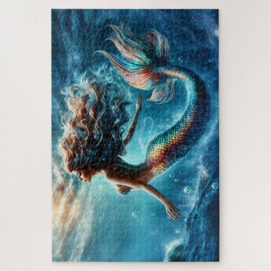 Mystieke oceaan zeemeermin sirene's kleurrijke sta legpuzzel (Verticaal)