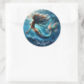 Mystieke oceaan zeemeermin sirene's kleurrijke sta ronde sticker (Tas)