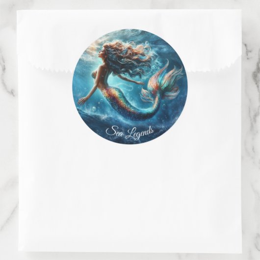 Mystieke oceaan zeemeermin sirene's kleurrijke sta ronde sticker (Tas)