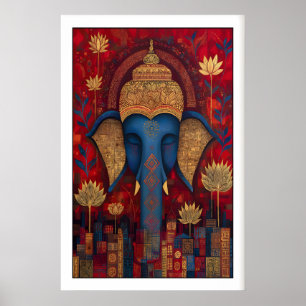 Mystieke Olifant Boeddha Muurkunst, Lotusbloemen Poster