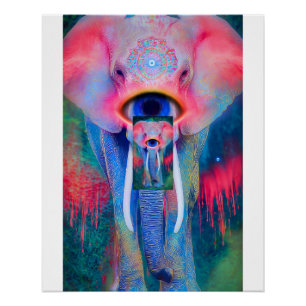 Mystieke Olifant Mandala Derde Oog Perfect Poster