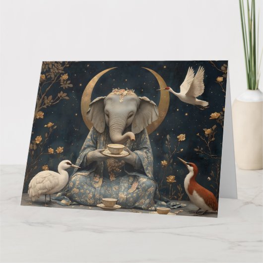 Mystieke olifantentheekransje onder de maansikkel kaart (Voorkant)