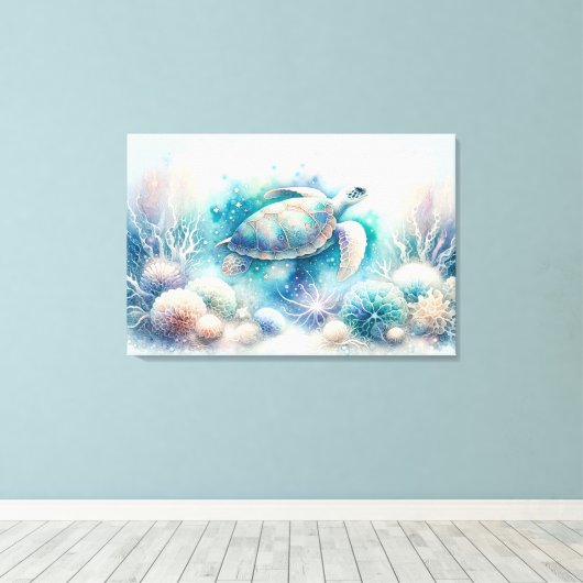 Mystieke Onderwater Zee Turtle Print (Insitu (Houten vloer))