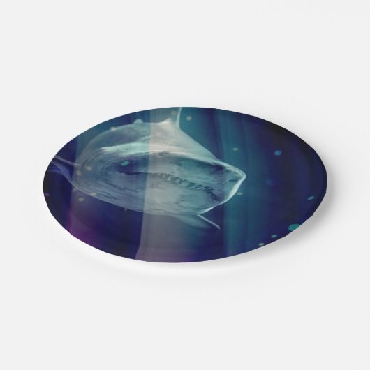 Mystieke onderwaterhaai papieren bordje (Gekanteld)