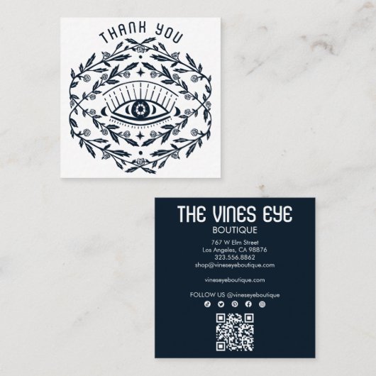 Mystieke Oog Rozen Magische Boho QR Sociale BEDANK Vierkante Visitekaartje (Voorkant / Achterkant)