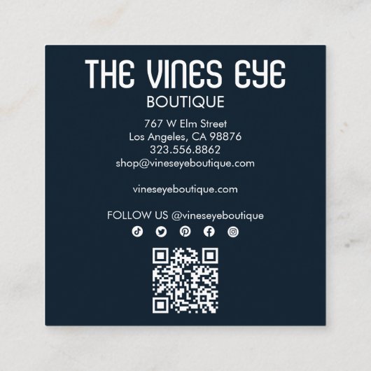 Mystieke Oog Rozen Magische Boho QR Sociale BEDANK Vierkante Visitekaartje (Achterkant)