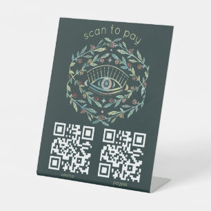 Mystieke Oog Rozen Wijnranken Magische QR Scan om Reclamebord Met Voetstuk