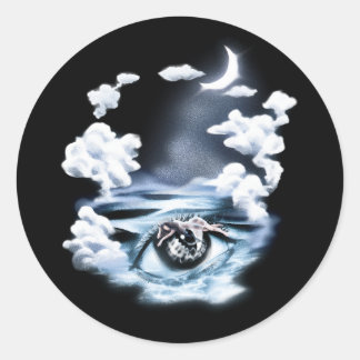 Mystieke Oog van de Oceaan Surrealistische Kunst K Ronde Sticker