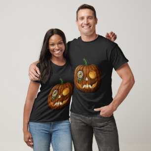 Mystieke Oogbal & Skelet Handen Jack-O-Lantern T-shirt