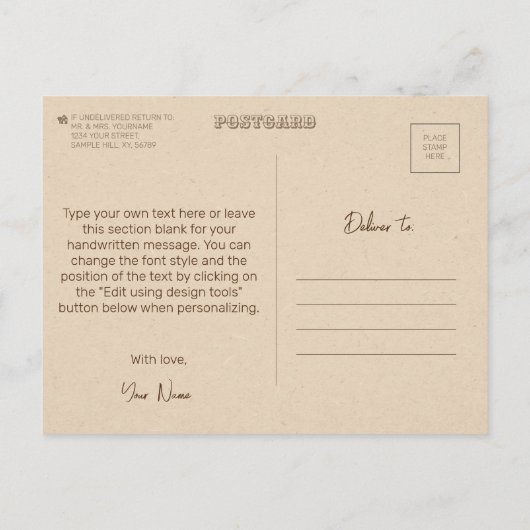 Mystieke ouderwetse  geheugen Sjabloon Briefkaart (Achterkant)