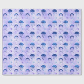 Mystieke Outer Space Night Sky Paarse Patroon Cadeaupapier (Vlak)