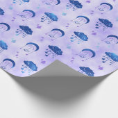 Mystieke Outer Space Night Sky Paarse Patroon Cadeaupapier (Hoek)