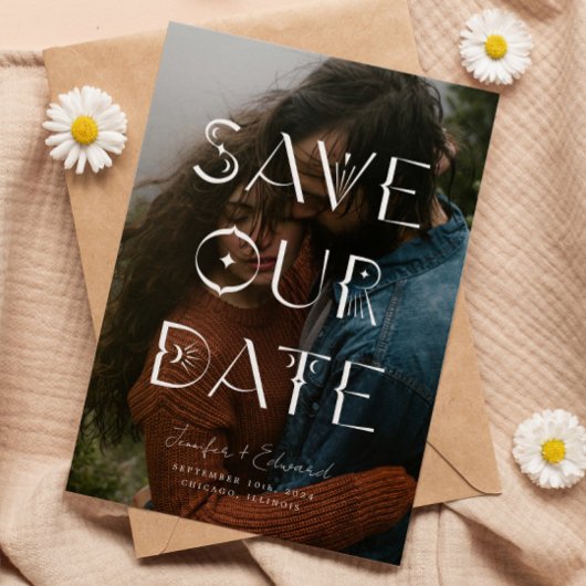 Mystieke Overlay Typografie Foto opslaan van de da Save The Date