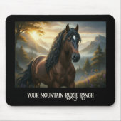 Mystieke Paard Aangepaste Naam Berg Ranch Muismat (Voorkant)
