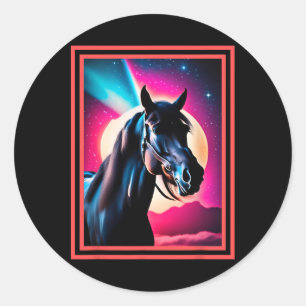 Mystieke Paard Liefhebber Paardrijden Stabiel Leve Ronde Sticker