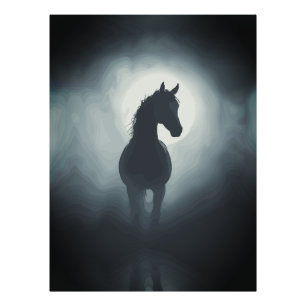 Mystieke Paard Silhouet Betoverde Nacht Muurkunst Foto Afdruk