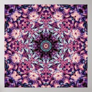 Mystieke Paarse Bioluminescente Kaleidoscoop Kunst Poster
