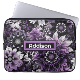 Mystieke Paarse bloemen Laptop Sleeve