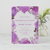 Mystieke Paarse Bloemenkrans Uitnodigingen (Staand voorkant)