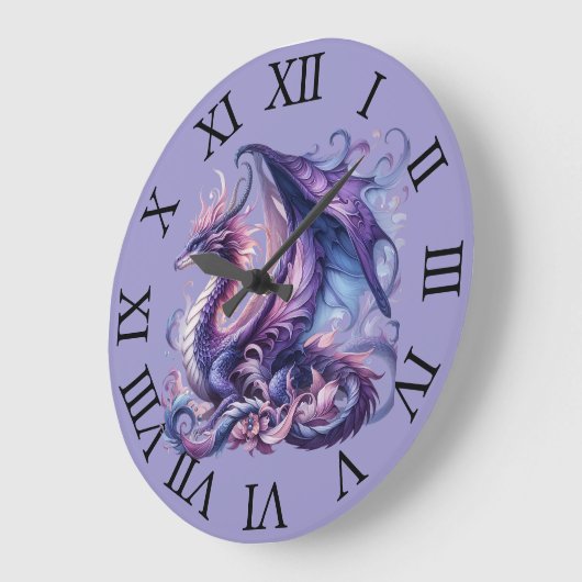 Mystieke Paarse Dragon Wall Clock Grote Klok (Hoek)