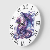 Mystieke Paarse Dragon Wall Clock Grote Klok (Hoek)