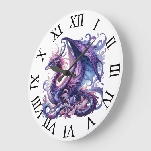 Mystieke Paarse Dragon Wall Clock Grote Klok (Hoek)