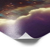 Mystieke Paarse futuristische fantasiestad Foto Afdruk (Hoek)