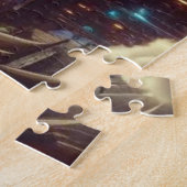 Mystieke Paarse futuristische fantasiestad Legpuzzel (Zijkant)