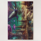 Mystieke Paarse futuristische fantasiestad Legpuzzel (Verticaal)
