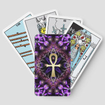 Mystieke Paarse Gouden Ankh Fractal Kunst Tapijt